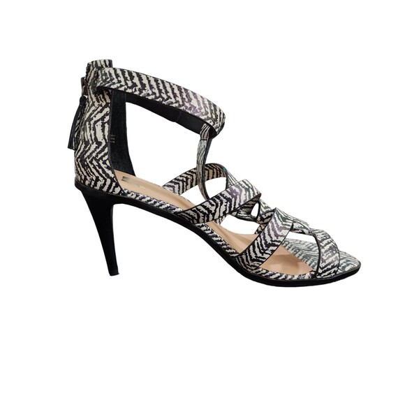Joe's Jeans Womens High Heels Strappy Ankle Zip Zebra Print Black/White Size 8 - Picture 1 of 8